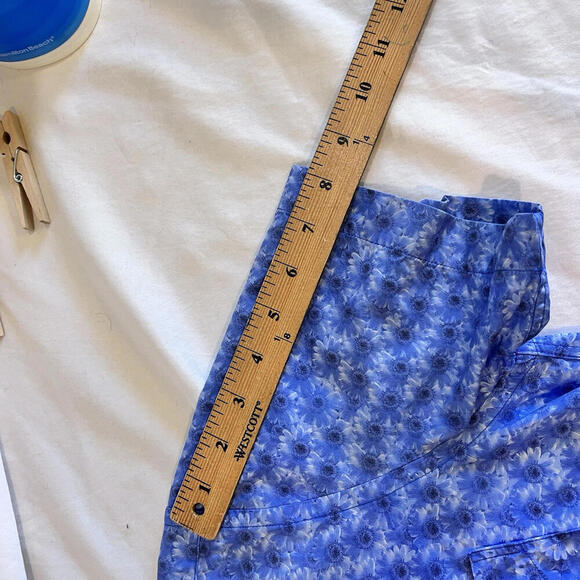 BUGATCHI Shaped Fit Button UP Short Sleeve Shirt Blue Floral Print Large - Picture 8 of 9